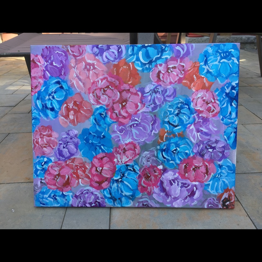 Acrylic Flower Painting on Canvas 🌺🌸